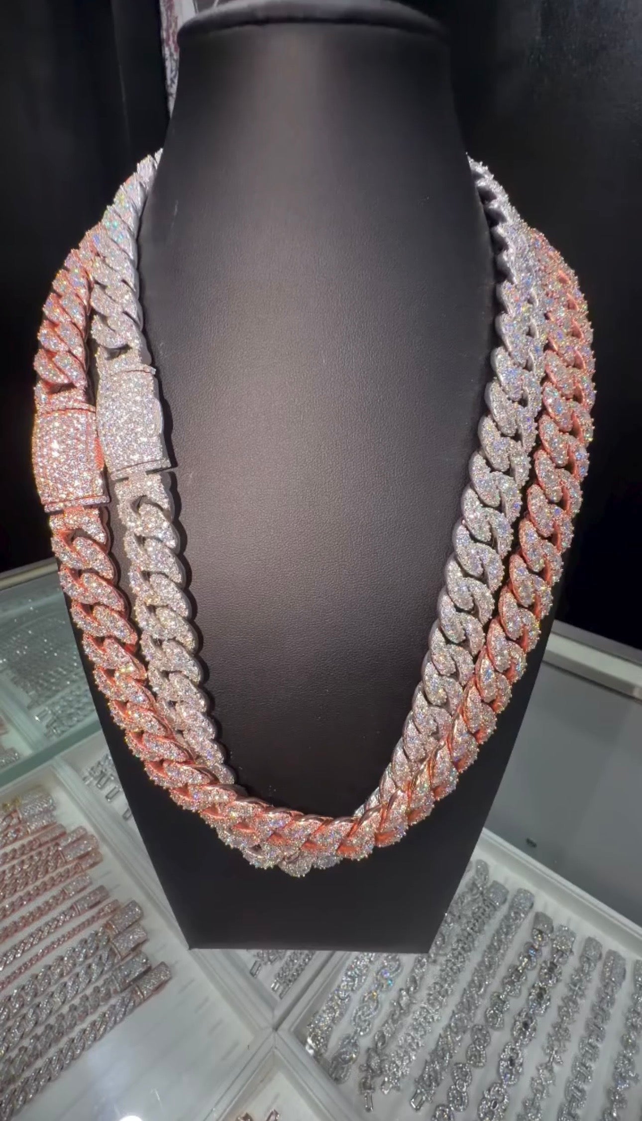 VVS Moissanite Flower Setting/Raised Prong Setting Miami Cuban Link Chain