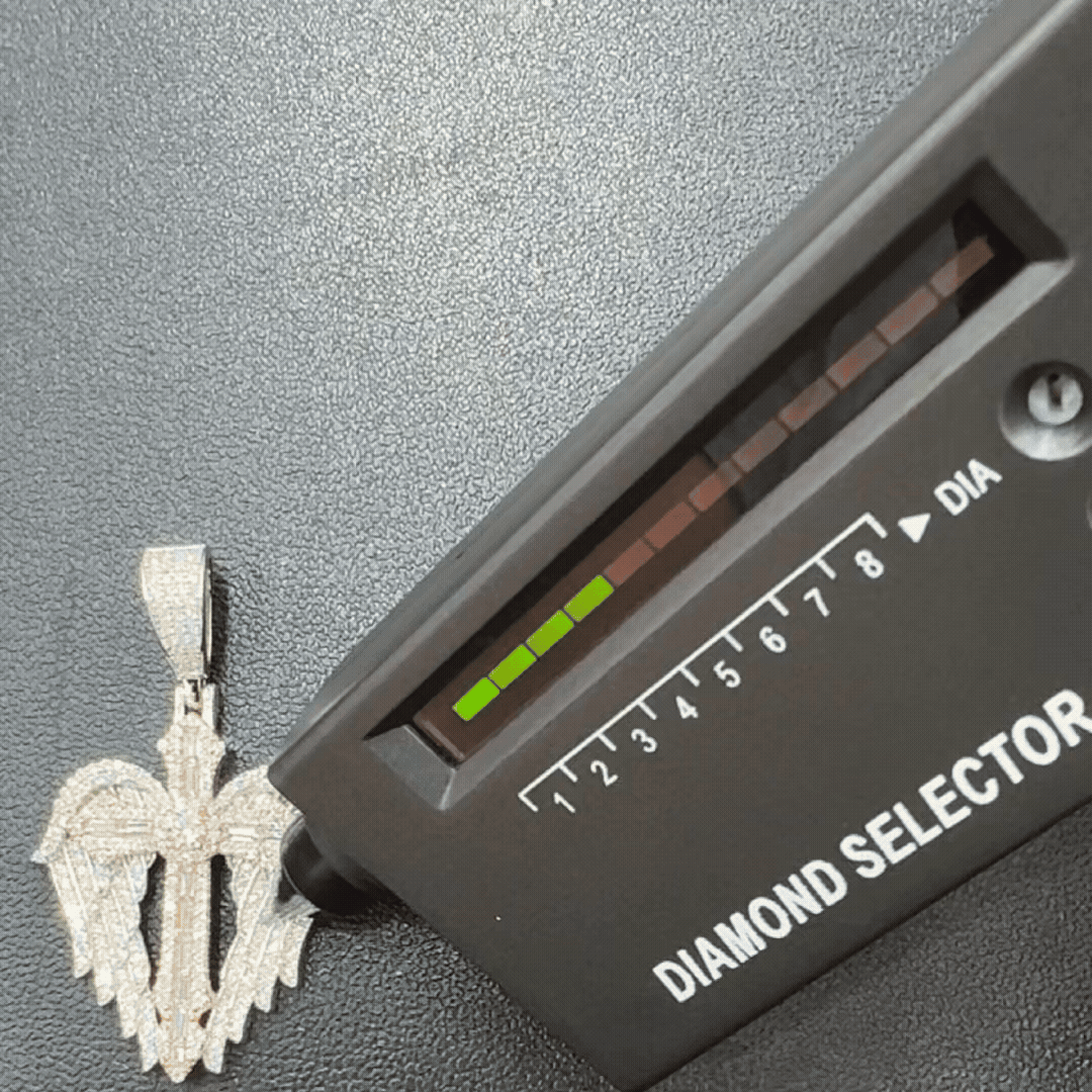 VS Moissanite Angel Wing Cross W/ Franco Chain