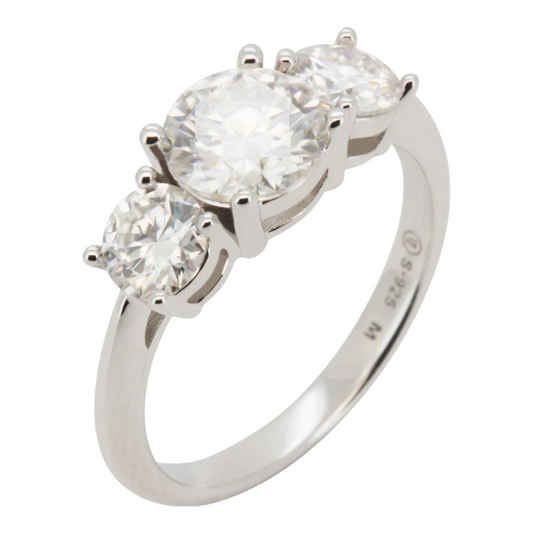 2.5ctw Moissanite Triple Stone Engagement Ring