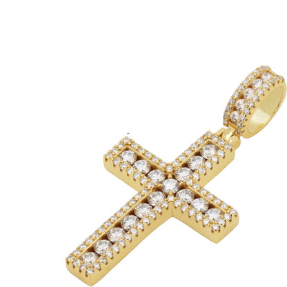 VS Moissanite Cross Pendant W/ Franco Chain