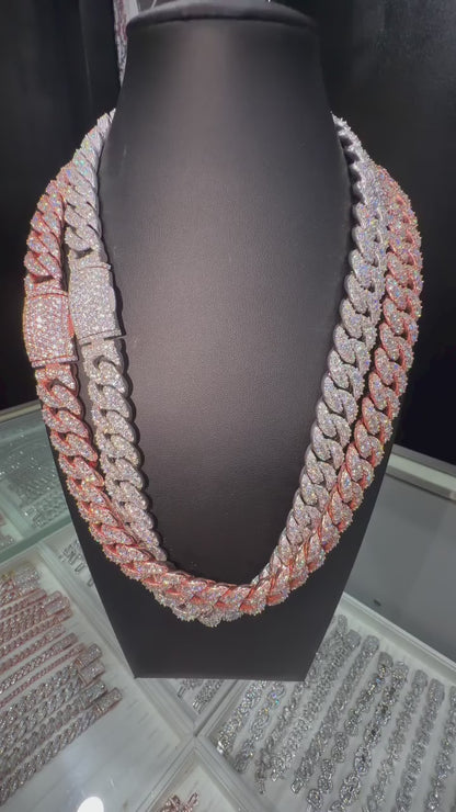 VVS Moissanite Flower Setting/Raised Prong Setting Miami Cuban Link Chain