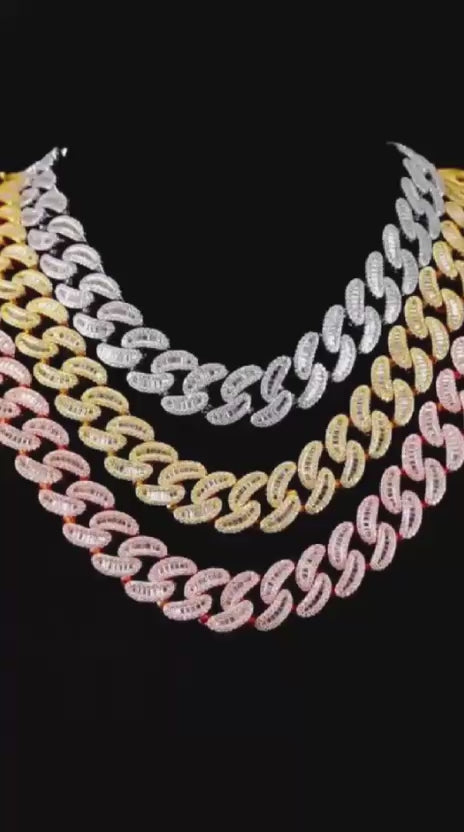 VS Moissanite Baguette Miami Cuban Necklace