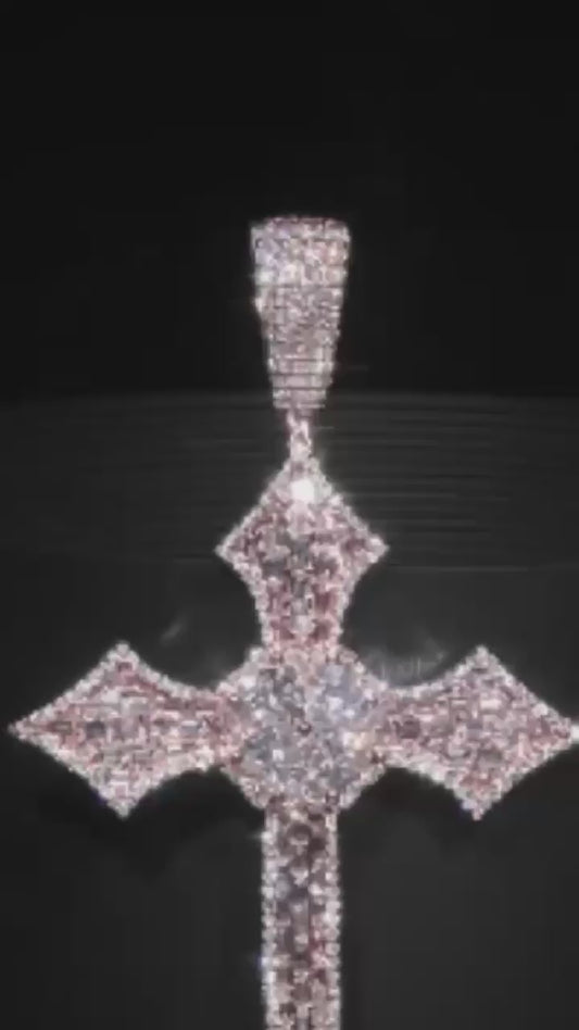 Lab Diamond Heart Center Cross Pendants
