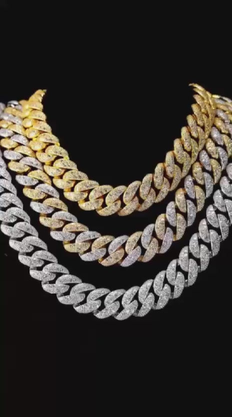 VS Moissanite Mossaic Setting Miami Cuban Link Chain