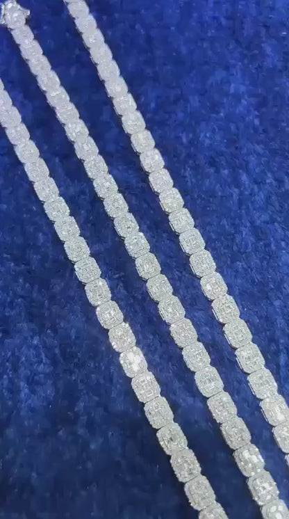 Silver Natural Diamond Designer Baguette Necklace