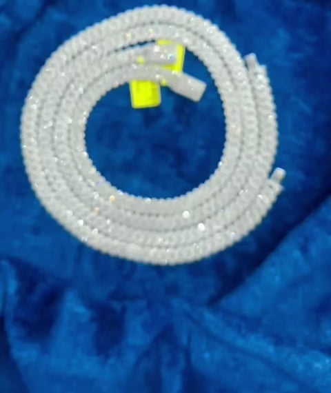 Miami Cuban Link Chain Silver/Natural Diamond