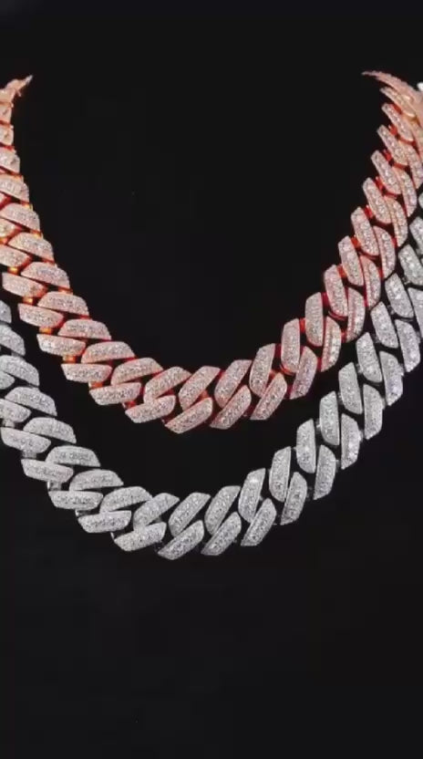VS Moissanite Raised Up Big Pointer 3D Miami Cuban Link Chain